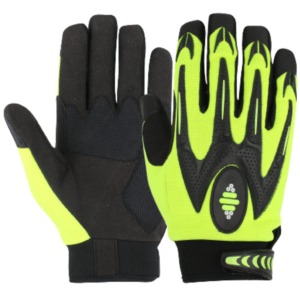 Guantes de ciclismo para hombre, color negro y verde neón, guantes deportivos de poliéster antideslizantes para montar al aire libre - Product Image 1