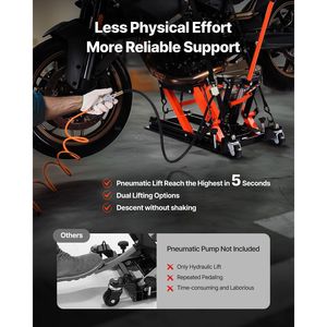 Sollevatore a martinetto per moto da 1500 libbre con martinetti a trasmissione idraulica e pneumatica a 2 ruote per bici - Product Image 2