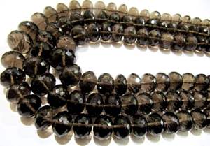 Perles facettées rondes en quartz fumé brun 9-12 mm, brin de perles graduées de 8 pouces - Product Image 6