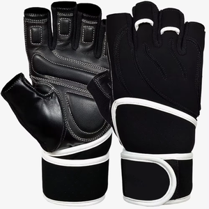 Half Finger Weight Lifting <b>Gloves</b> Black Polyester Gym Fitness Cycling Unisex Adjustable Wrist Strap 0.5kg - Product Image 1