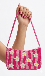 For Beaded Floral Tote <b>Bag</b> Handmade Shoulder Crossbody Purse Zipper Closure Portable Custom Color Options All Seasons for Daily - Product Image 4