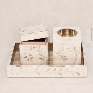 LAMETIERARTZ Indian Mother of Pearls Decorative Inlay MDF Rectangle Jewellery <b>Box</b> Striped Design American Style for Tableware - Product Image 4