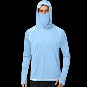 Camisa de Pesca con Capucha de Manga Larga para Hombre, Protección Solar UPF 50, Anti-UV, Color Gris Sólido - Product Image 4