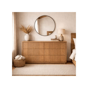 Collection LINEAR RANGE Meubles de chambre et de salon en bois Durables Écologiques Prix d'usine Commode en bois 6 tiroirs - Product Image 1