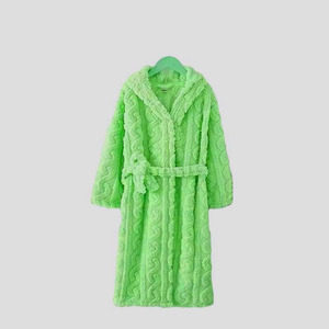 Bata Larga de Forro Polar Suave para Mujer, con Capucha y Mangas Largas, Diseño Tejido de Color Liso, Ideal para el Invierno - Product Image 4