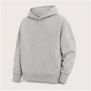Sweat-shirt à capuche gris chiné pour homme, 100% coton molletonné, coupe ample, manches classiques, couleur unie, style décontracté, vêtement d'automne - Product Image 2