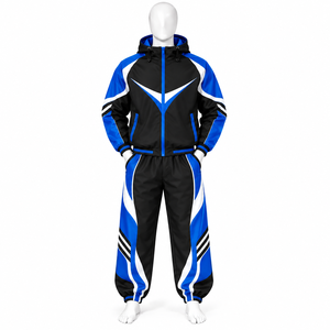 Survêtement unisexe à imprimé géométrique, à capuche, fermeture éclair intégrale, style sportif, noir, jaune, blanc, polyester, printemps, vêtements pour adultes - Product Image 6