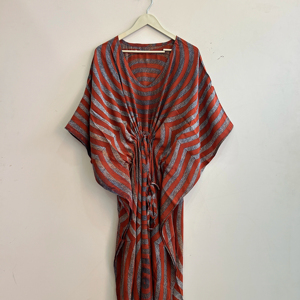 Indian Vintage Sari Silk <b>Kaftan</b> Dress For Women Luxury Night Gown <b>Maxi</b> Dress - Product Image 1