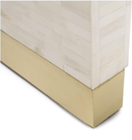 Table basse en os incrusté avec plateau incurvé en faux marbre, design moderne, meuble d'appoint pour salon