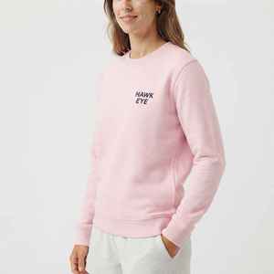 เสื้อสเวตเชิ้ตคอกลมสีชมพูสำหรับผู้หญิง พิมพ์ลายตัวอักษรที่แขนซ้าย ทรงปกติ ผ้าฝ้ายถัก สไตล์ฤดูใบไม้ร่วง - Product Image 1
