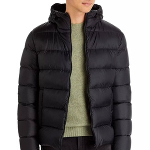 Veste d'hiver matelassée pour homme avec logo personnalisé 2024, fermeture éclair, en toile de nylon respirante et coupe-vent avec capuche, couleur unie, grande taille - Product Image 3
