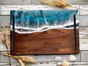 Bandeja de servir de resina y madera más vendida para una decoración elegante de la cocina y el hogar, disponible a precios económicos. - Product Image 2