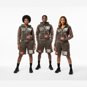 Ensemble deux pièces d'été pour femme, tenues personnalisées avec logo, short et crop top, ensemble décontracté pour femme, ensembles de sweats à capuche zippés pour femme - Product Image 1