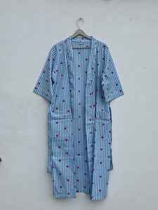 ชุดกิโมโนผ้าฝ้ายพิมพ์ลายบล็อกอินเดียทำมือ 100% โรแมนติก คลาสสิก สำหรับฤดูร้อนและฤดูใบไม้ผลิ เป็นมิตรกับสิ่งแวดล้อม แห้งเร็ว - Product Image 5