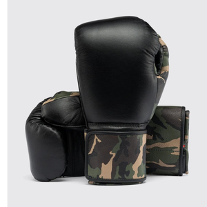 Leather Boxing Gloves Camouflage Wrist <b>Strap</b> <b>Velcro</b> Closure Training Gear for Adults - Product Image 6