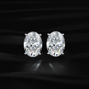 Pendientes de Diamante Ovalados con Halo Oculto, Diamantes Cultivados en Laboratorio, Pendientes Modernos, Joyería Premium, Pendientes Minimalistas - Product Image 1