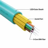 Kabel Serat Optik Multimode OM4 6 Inti untuk Dalam Ruangan dengan Jaket LSZH untuk Pusat Data dan Kabel LAN
