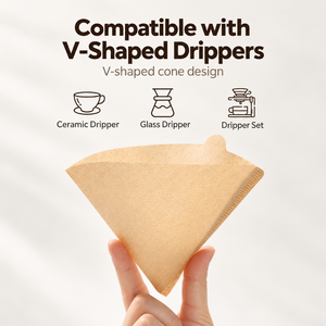 Filtros de Café Desechables en Forma de V, de Pulpa de Madera de Grado Alimenticio, para Cafetera de Goteo - Product Image 3