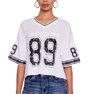 Custom Women's Vintage Oversize Boxy Mesh Cropped Jersey High Street Sports Streetwear & Blank Design American Football Jersey - Product Image 6