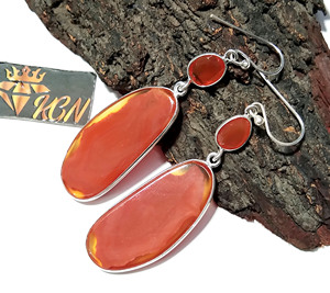 Natural Orange Banded Agate Dangle <b>Earrings</b> Solid 925 Sterling <b>Silver</b> Handmade IGI Certified Drop Gemstone Jewelry Gifts - Product Image 5