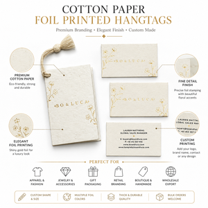 Etiquetas Colgantes Impresas en Papel de Algodón con Lámina, Etiquetas de Regalo con Logotipo Personalizado de Lujo, Etiquetas de Marca Premium, Suministro al por Mayor para Exportación - Product Image 6