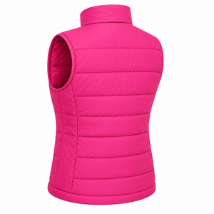 <b>Women's</b> Pink Puffer <b>Vest</b> Stand Collar Breathable 220g Woven Polyester/Nylon Zipper Closure Sleeveless Solid Color Casual Winter - Product Image 4