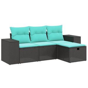 Conjunto de Sofás Modulares Grandes para Jardín, en Poliratán Negro y Acero, Muebles Modernos para Exteriores - Product Image 2