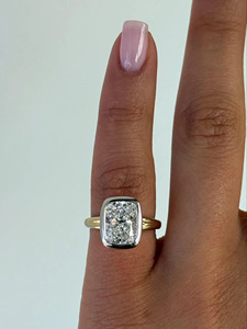 2.50 Ct IGI Certified Lab Grown Diamond Square Cushion Cut Bezel <b>Set</b> Solitaire Engagement <b>Ring</b> 10K <b>Gold</b> Minimalist <b>Ring</b> For Her - Product Image 5
