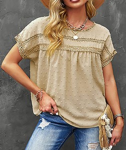 Blouses d'été à manches longues pour femmes, T-shirts en dentelle, style vintage coréen avec nœud, taille naturelle, coupe décontractée et habillée - Product Image 3