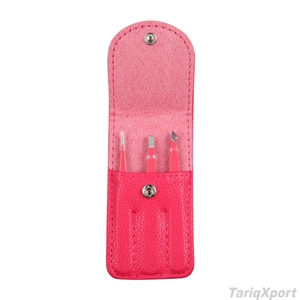 Ensemble de pinces à épiler pour sourcils en acier inoxydable 3-en-1 à pointe incurvée et pointue, design luxueux et écologique avec sac en PU - Léger - Product Image 3