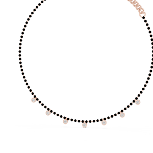 UNIQUE 18KT ROSE GOLD Vivaah <b>Spark</b> Mangalsutra Lab Grown Cut Diamonds Charms Certified Rhodium Plated Side Stones Party Wear - Product Image 2