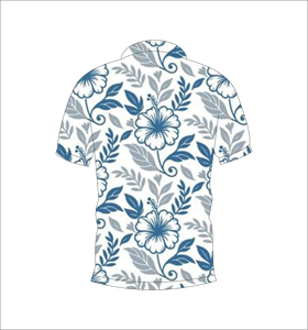 Camisa polo con estampado floral azul y blanco para hombre, camisa de golf informal de manga corta para verano - Product Image 5