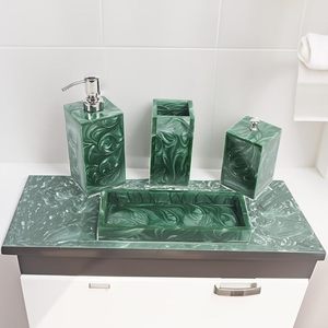 Juego de Baño de Resina de 4 Piezas, Nuevo Modelo 2026, Personalizado para el Hogar, Dispensador de Jabón, Portacepillos de Dientes, Bandeja para Artículos de Baño, al Mejor Precio - Product Image 4
