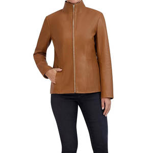 Chaqueta de Cuero para Mujer, Estilo Urbano, Transpirable, Precio Razonable, Venta Caliente, Chaqueta de Cuero para Mujer de Color Sólido, Hecha a Medida - Product Image 1