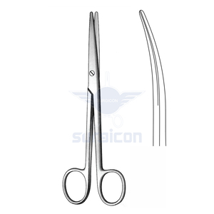 Tijeras quirúrgicas reutilizables de acero inoxidable curvadas y de punta roma de 16 cm (6¼ pulgadas) para cirugía general, plástica y disección de tejidos - Product Image 1