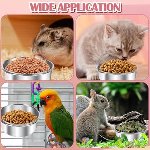 Heavy Quantity Selling Portable Stainless Steel <b>Bird</b> Coop Cup <b>Bird</b> <b>Cage</b> Water Food Bowl Holder Dish Cups for Parrot <b>Birds</b> - Product Image 4