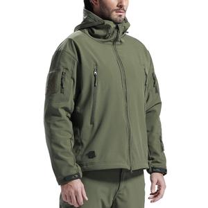 Veste matelassée à capuche pour homme, couleur vert olive, col mandarin, fermeture éclair, style décontracté, coupe régulière, tissu en toile, coton chauffant - Product Image 1