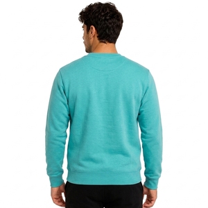 เสื้อสเวตเชิ้ตคอกลมผู้ชาย สีพื้น ทรงปกติ ผ้าถัก สวมใส่สบายๆ สำหรับฤดูใบไม้ร่วง สีฟ้าเทอร์ควอยซ์ - Product Image 2