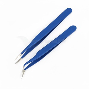 Pinces à épiler professionnelles bleu roi à pointe en fibre pour extensions de cils, microfibres pointues, avec marque privée - Product Image 5