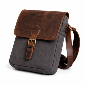 Custom Vintage Canvas Leather Crossbody <b>Bag</b> Personalized Logo <b>Men</b> Messenger Sling <b>Bag</b> Premium Packaging Luxury Business Gift <b>Bag</b> - Product Image 1