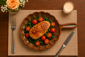 Rustic Leaf-Shaped Ceramic Serving Bowl with Handle – Elegant Dinnerware for Snacks, <b>Pasta</b> & Appetizers High Selling - Product Image 2