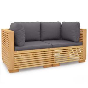 Ensemble de salon de jardin gris foncé avec bois naturel pour canapés de jardin - Product Image 2