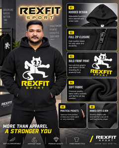 Sudadera con capucha negra para hombre con cremallera completa, estampado de diablo de dibujos animados, forro polar grueso, chaqueta de estilo urbano, 100% algodón, invierno, personalizada, OEM, al por mayor - Product Image 3