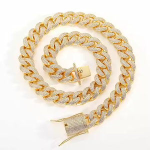 Collier chaîne cubaine en argent massif 925 plaqué or rose, serti de diamants Moissanite VVS, 10mm, 12mm, 13mm, prix de gros - Product Image 4