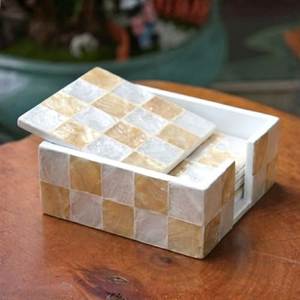 Ensemble de sous-verres classiques en nacre incrustée, faits à la main, de luxe, pour la décoration de table à la maison, au restaurant ou à l'hôtel - Product Image 4