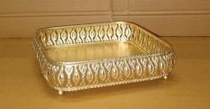 Bandeja Cuadrada Dorada de Metal para Servir, con Diseño Turco Grabado, Plato Decorativo para Aperitivos, Café y Bocadillos, a Precio de Exportación - Product Image 4