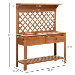 Panca da Giardino in Legno per Esterni con Ganci per Cassetti in Metallo, Ripiano Portaoggetti e Schienale a Griglia per Uso in Centri Commerciali o Parchi - Product Image 3