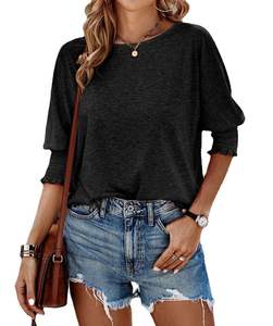 Camiseta Básica de Punto Transpirable para Mujer 2025, Ecológica, Oversize, con Cuello Redondo, Manga Larga, Ajustada, Sexy y Elástica, de Fácil Colocación - Product Image 6