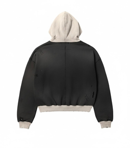 Sudadera con Capucha Extra Grande con Cierre, Logotipo de Marca Personalizado en Aplique, Bolsillo, Corte Recortado, Unisex, Tejido French Terry, Sudadera con Capucha para Hombre - Product Image 2