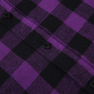 Men's Purple <b>Black</b> Checkered Flannel Shirt Full Sleeve Autumn Style Cotton Plaid Design Long Sleeve Button Down <b>Top</b> - Product Image 6